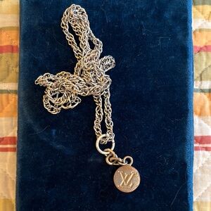 Reimagined Louis Vuitton charm on vintage chain Necklace